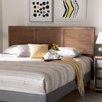 Baxton Studio MG97033-Ash Walnut-HB-King Raya Mid-Century Modern Walnut Brown Finished Wood King Size Headboard